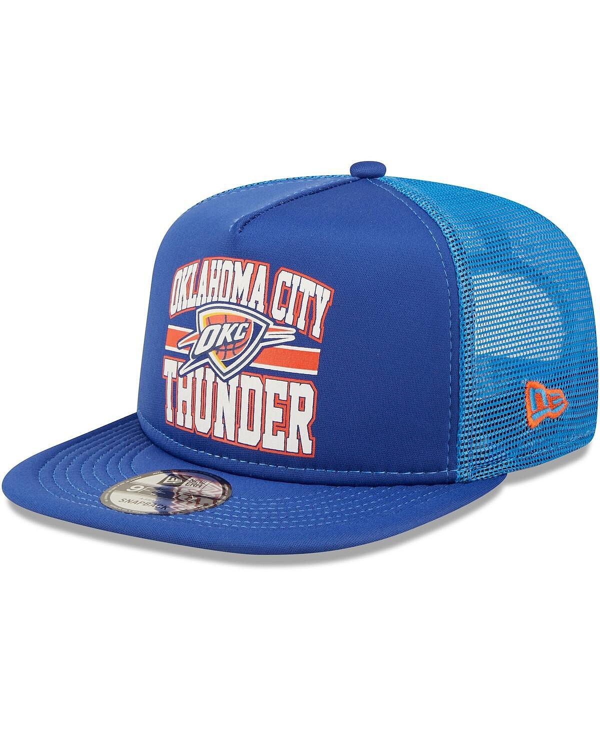 

Мужская синяя кепка с логотипом Oklahoma City Thunder А-образной формы 9Fifty Trucker Snapback New Era