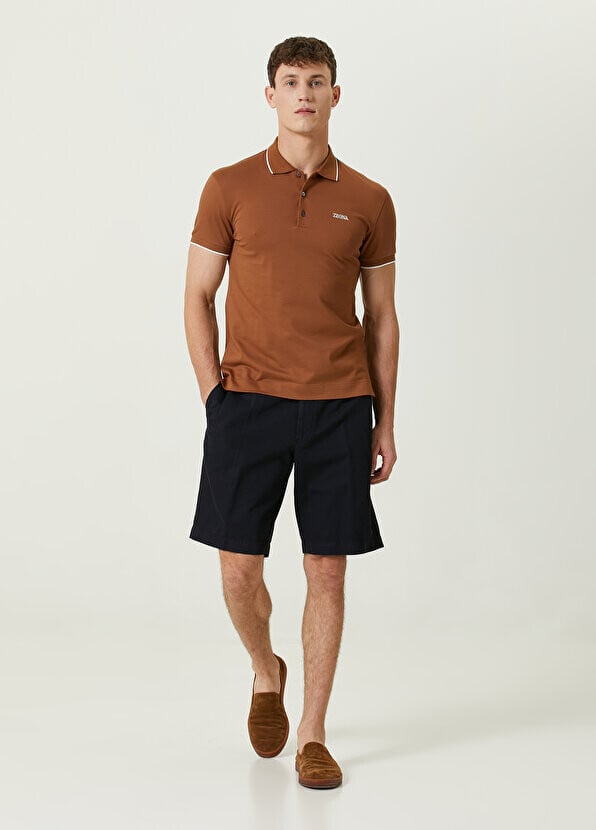 

Темно-синие плиссированные бермуды Zegna