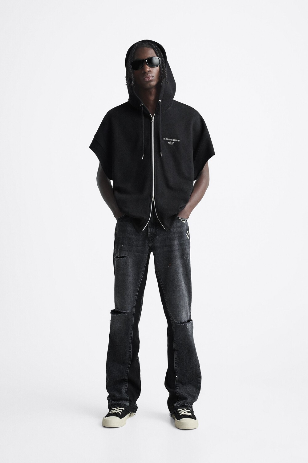 

Джинсы с брызгами краски Zara, черный