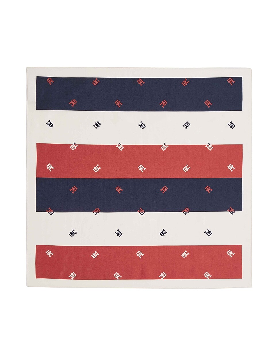 

Шелковый шарф-бандана Tommy Hilfiger Tricolor Monogram Tommy Hilfiger, темно-синий