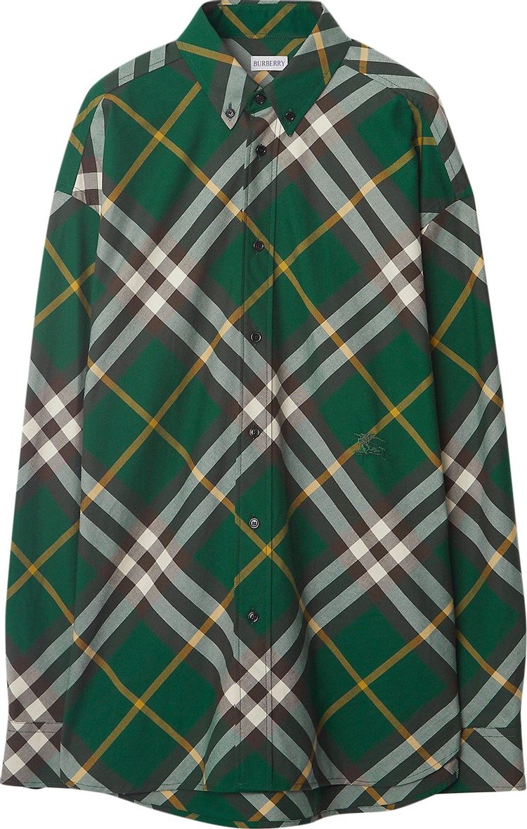 Рубашка Burberry Long-Sleeve 'Ivy IP Check', зеленый