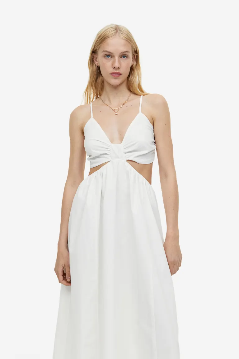 Платье из поплина с вырезами H&M, белый