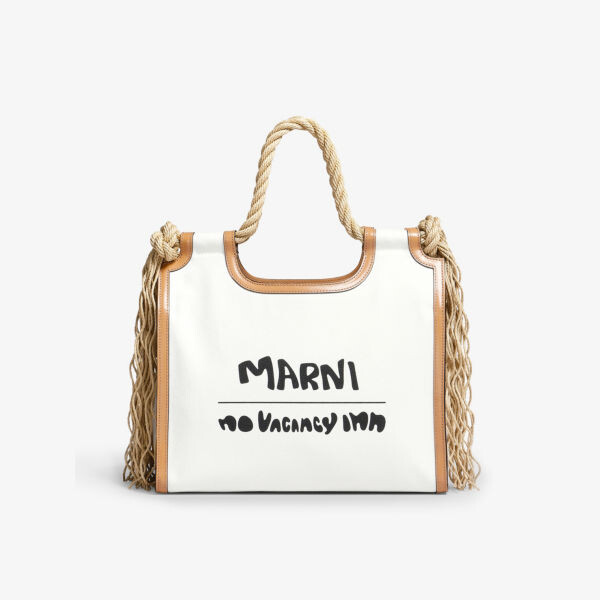 

Сумка-тоут Marni x No Vacancy Inn Marcel из рафии из смесового хлопка Marni, цвет shell/pompeii