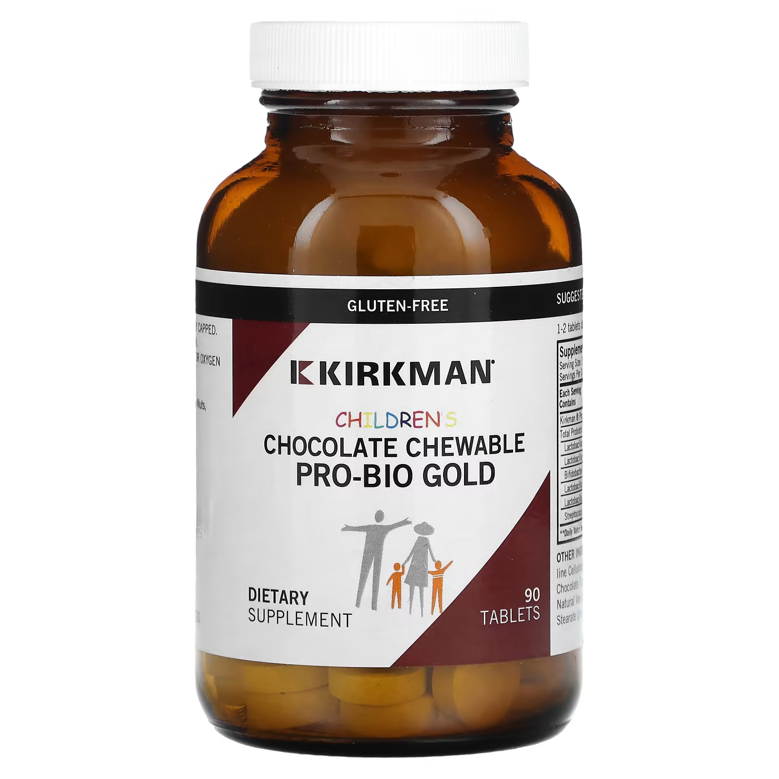 Детские жевательные таблетки Kirkman Labs Pro-Bio Gold Chocolate, 90 таблеток kirkman labs жевательные витамины b6 с магнием пунш из натуральных тропических фруктов 120 таблеток