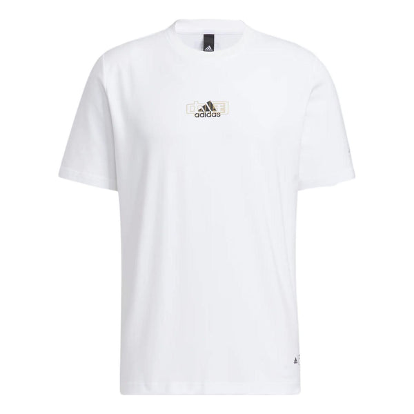 Футболка adidas Solid Color Logo Breathable Round Neck Short Sleeve White, мультиколор