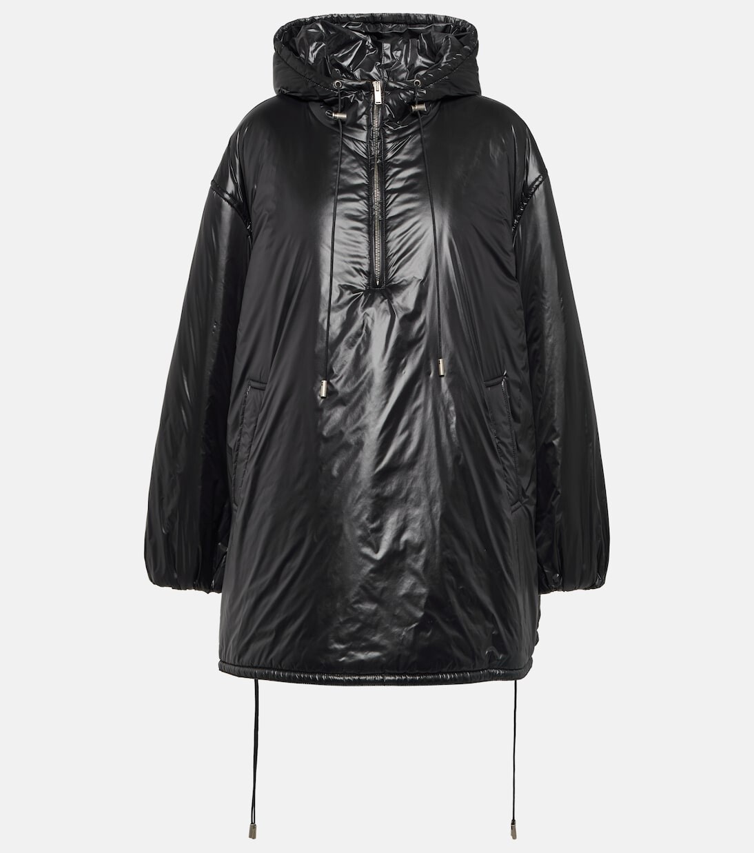 

Стеганый плащ с вышивкой Saint Laurent, черный