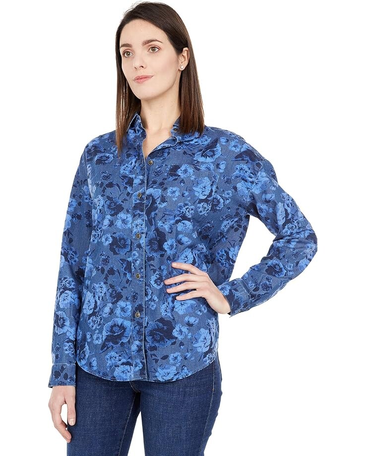 

Рубашка Lucky Brand Boyfriend Indigo Overdye Shirt, цвет Indigo Multi