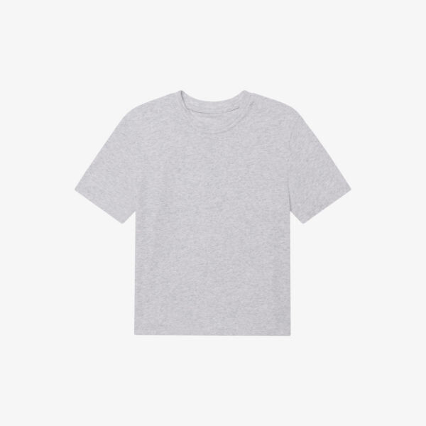 

Укороченная футболка из эластичного хлопкового джерси с необработанными краями и резинкой на талии Khy, серый