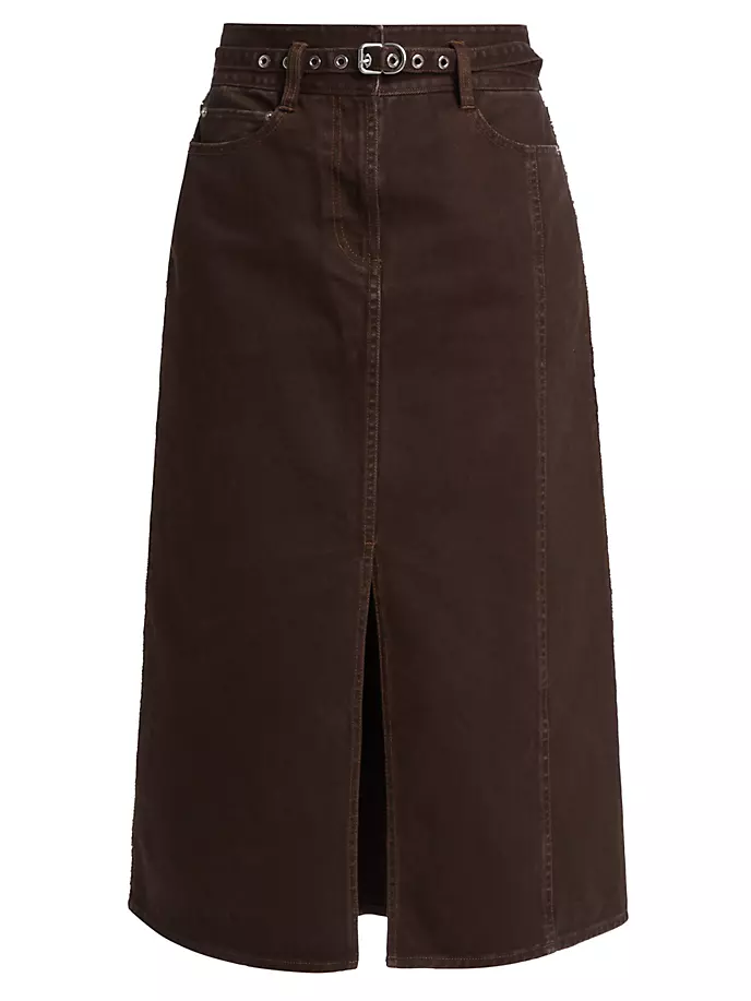 

Юбка-миди в джинсовом стиле 3.1 Phillip Lim, цвет coffee
