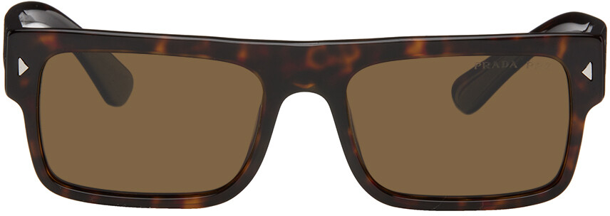 

Коричневые прямоугольные солнцезащитные очки Prada Eyewear, цвет Havana