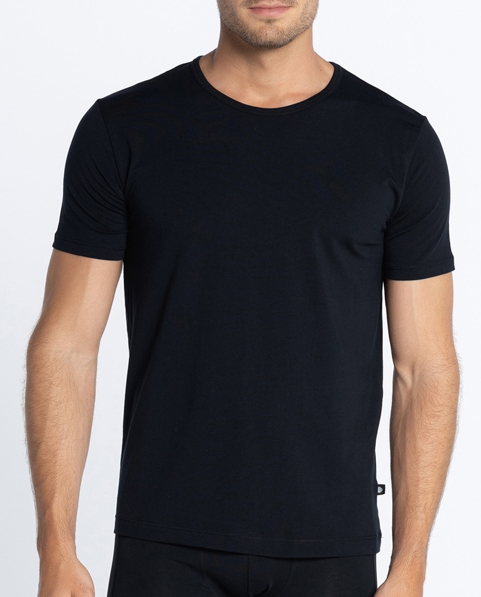 Мужская черная футболка с короткими рукавами Punto Blanco, черный футболка laredoute футболка из льна с круглым вырезом и короткими рукавами l белый