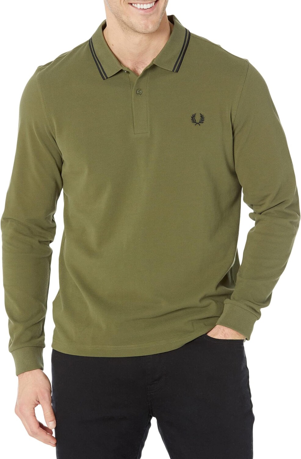 

Рубашка-поло Long Sleeve Twin Tipped Shirt Fred Perry, цвет Uniform Green/Black