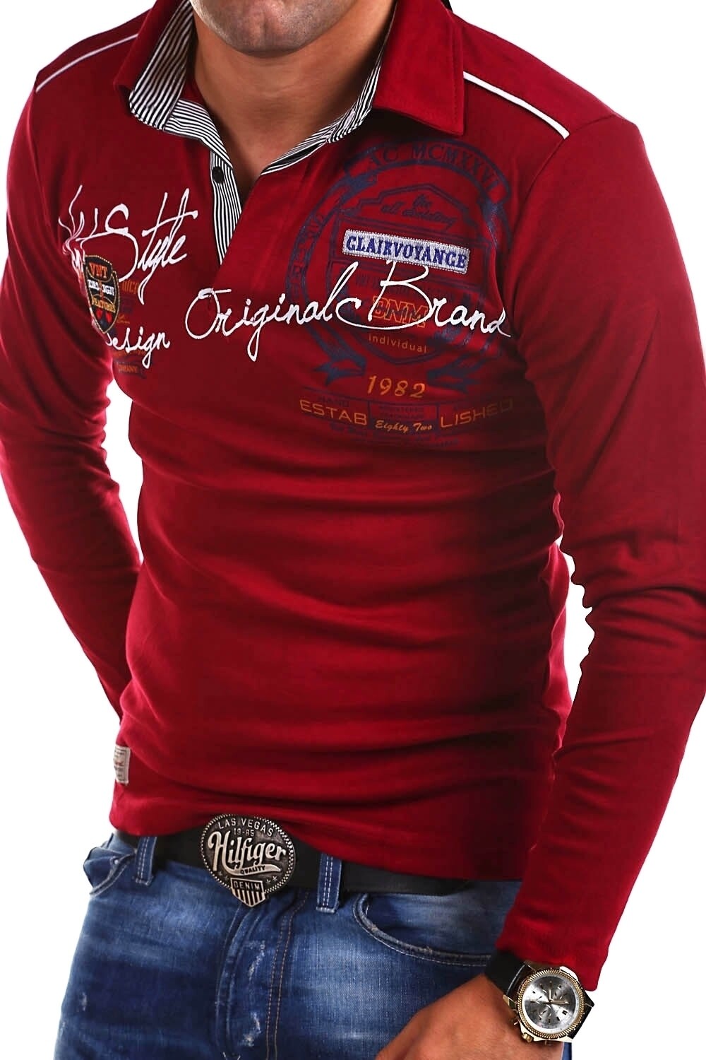 

Поло behype Langarmshirt Ambition, цвет weinrot