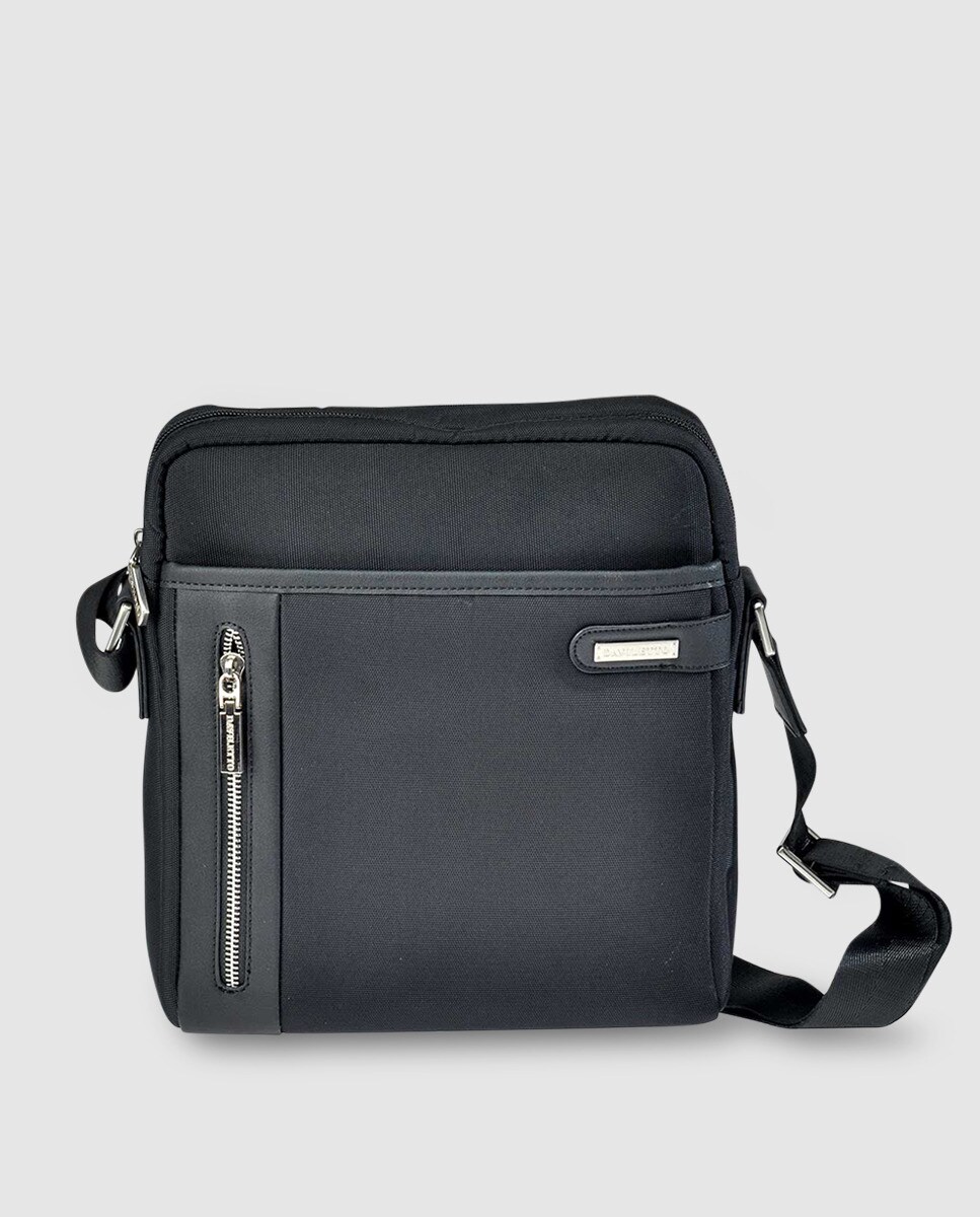 Черная нейлоновая сумка через плечо с внешними карманами Daviletto, черный сумка через плечо markberg на магнитной застежке песочный