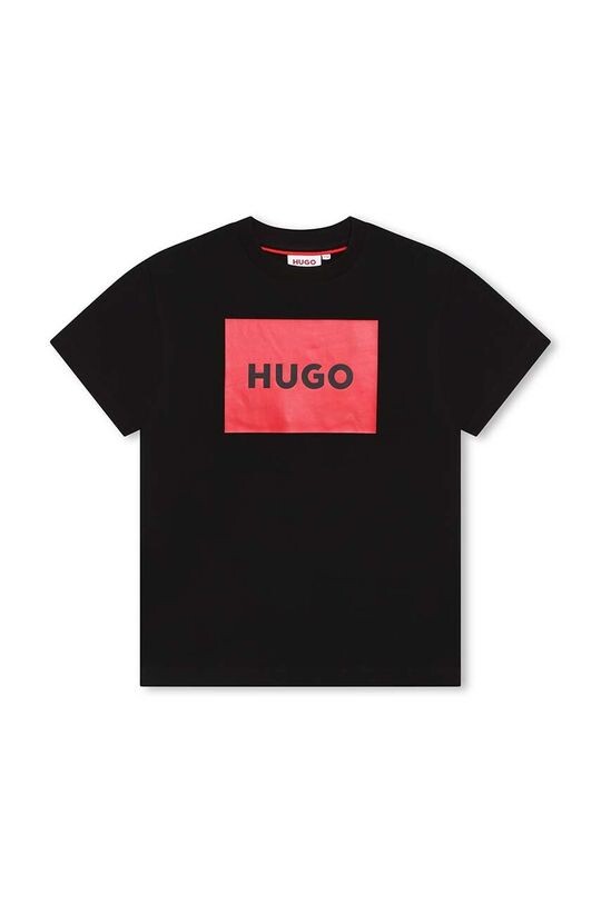 

Hugo Детская хлопковая футболка, черный