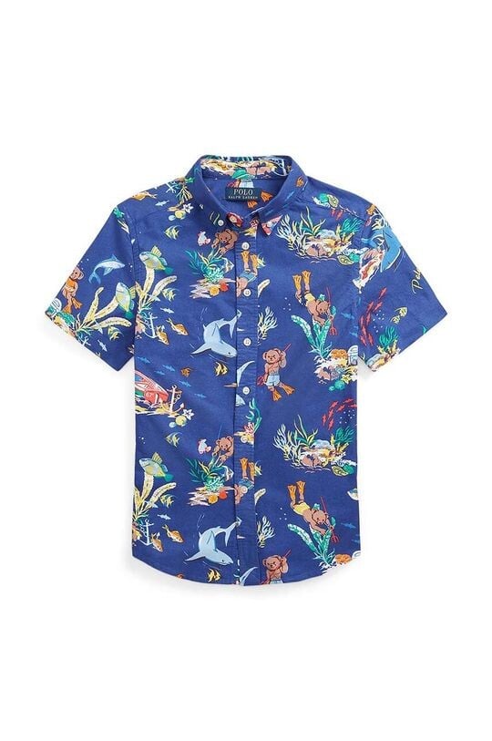 

Детская хлопковая рубашка Polo Ralph Lauren, синий