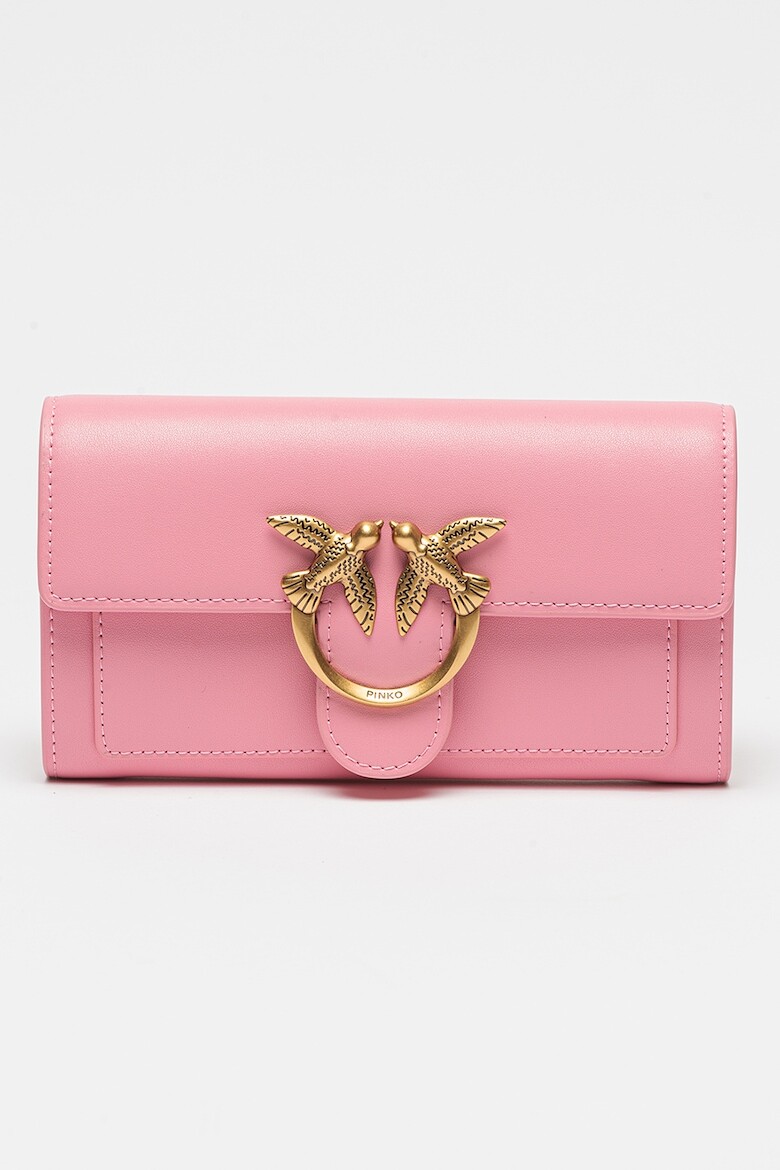 

Кожаная сумка Love One с металлическим логотипом Pinko, розовый