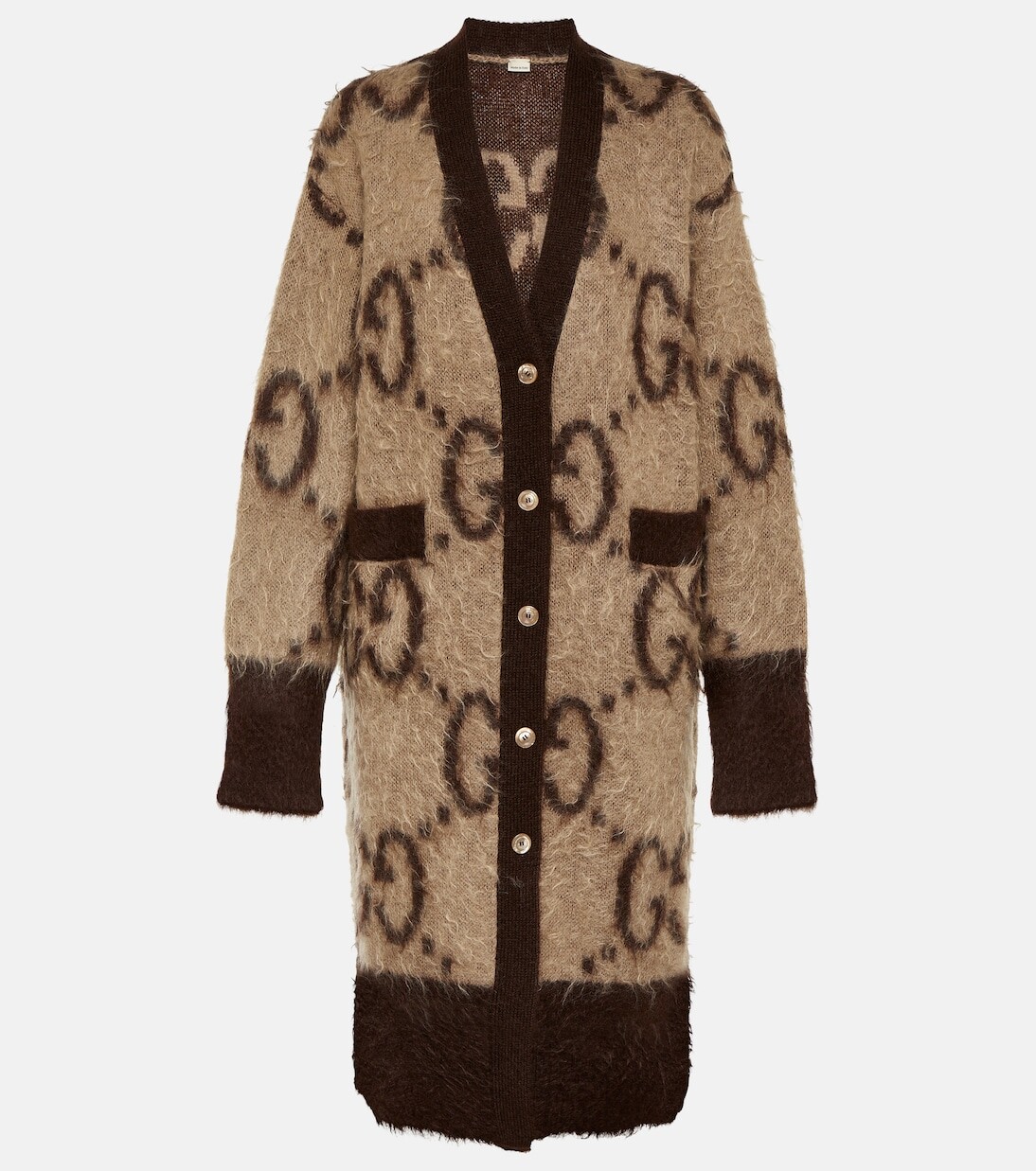 

Жаккардовый кардиган с узором gg и мохером Gucci, черный