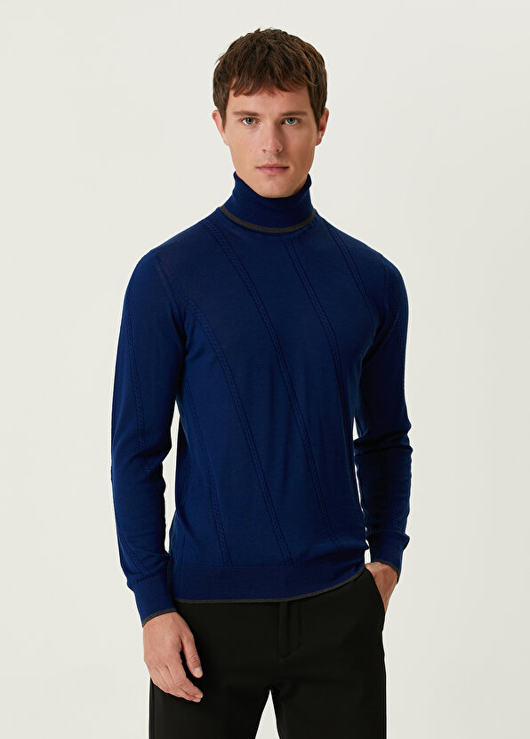 цена Синий шерстяной свитер с водолазкой Pal Zileri