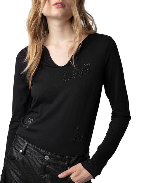 

Хлопковая футболка Tuni с длинными рукавами Zadig & Voltaire, цвет Black