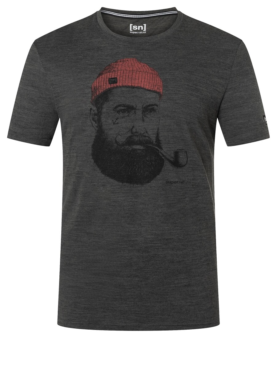 

Рубашка super.natural für Herren, kurzam aus Merino, серый