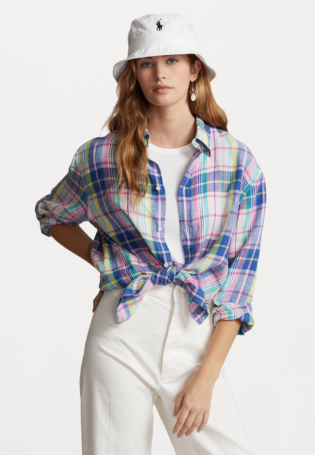 Рубашка Long Sleeve Button Front Shirt Polo Ralph Lauren, цвет pink/blue multi