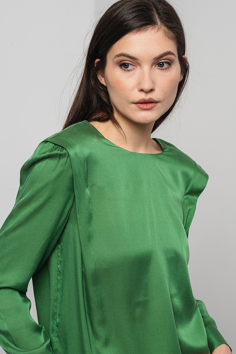 Блузка с шелком и набивкой Stefanel, зеленый свободная рубашка с шелком stefanel лавандовый