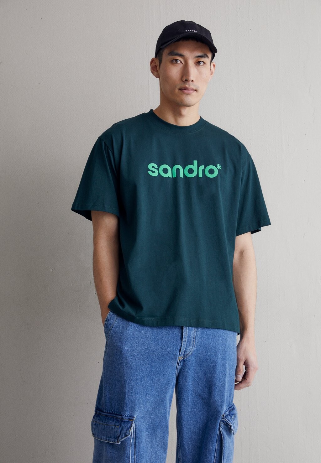 

Футболка с принтом sandro, зеленый