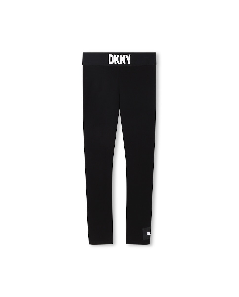 

Однотонные девичьи леггинсы с логотипом на талии DKNY, черный