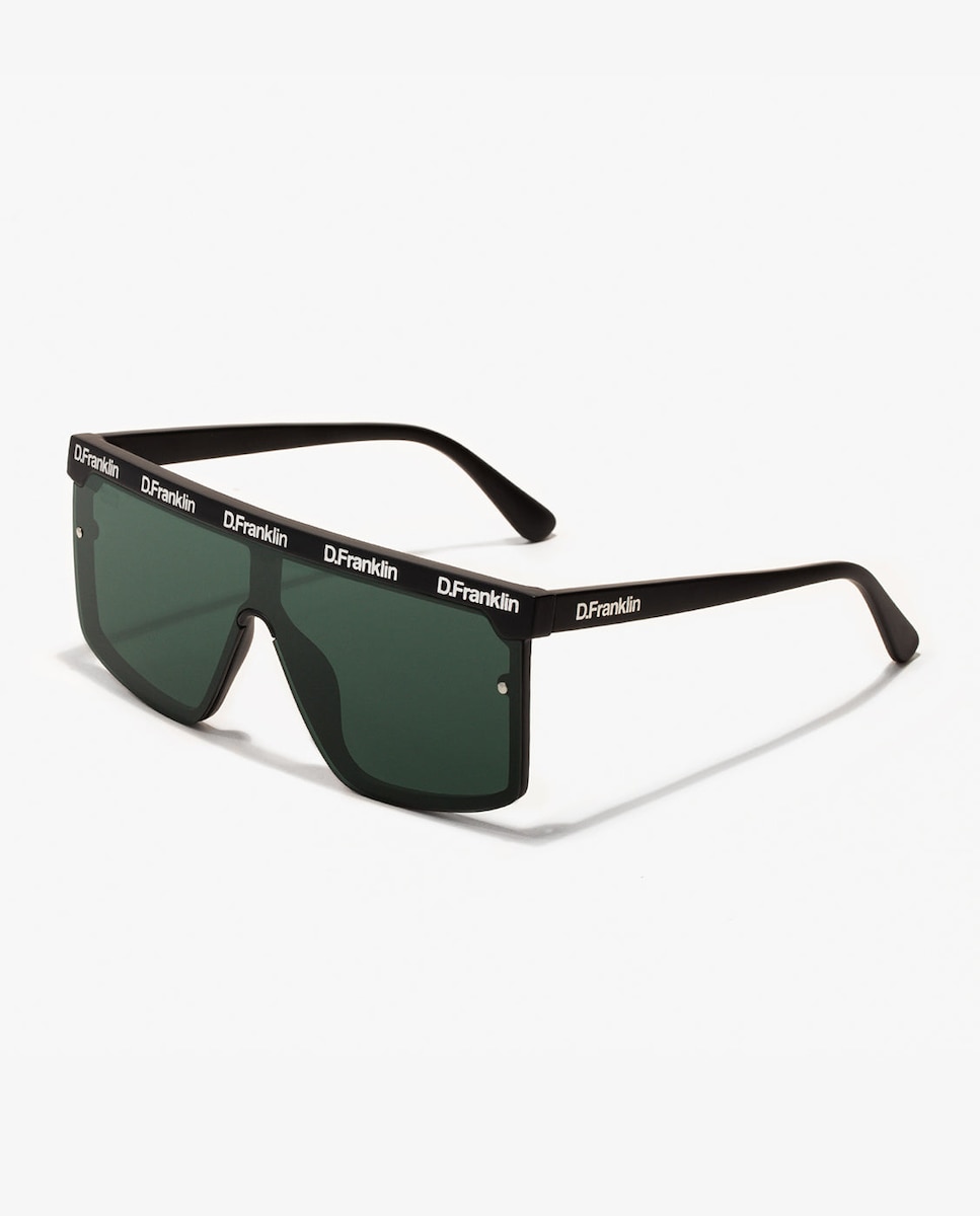 Солнцезащитные очки-унисекс прямоугольной формы с полными линзами D.Franklin с черными и зелеными линзами D.Franklin, черный orion