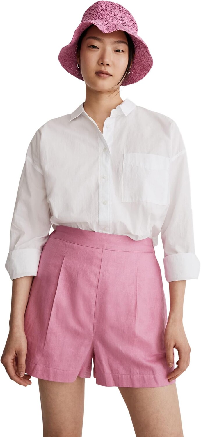 

Чистые шорты без застежки из льна и хлопка Madewell, цвет Retro Pink