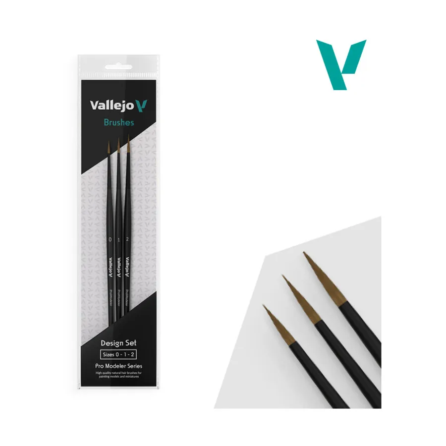 

Pro Modeler Natural Hair - Набор для дизайна, Paint Brushes - Round Handle (Vallejo)