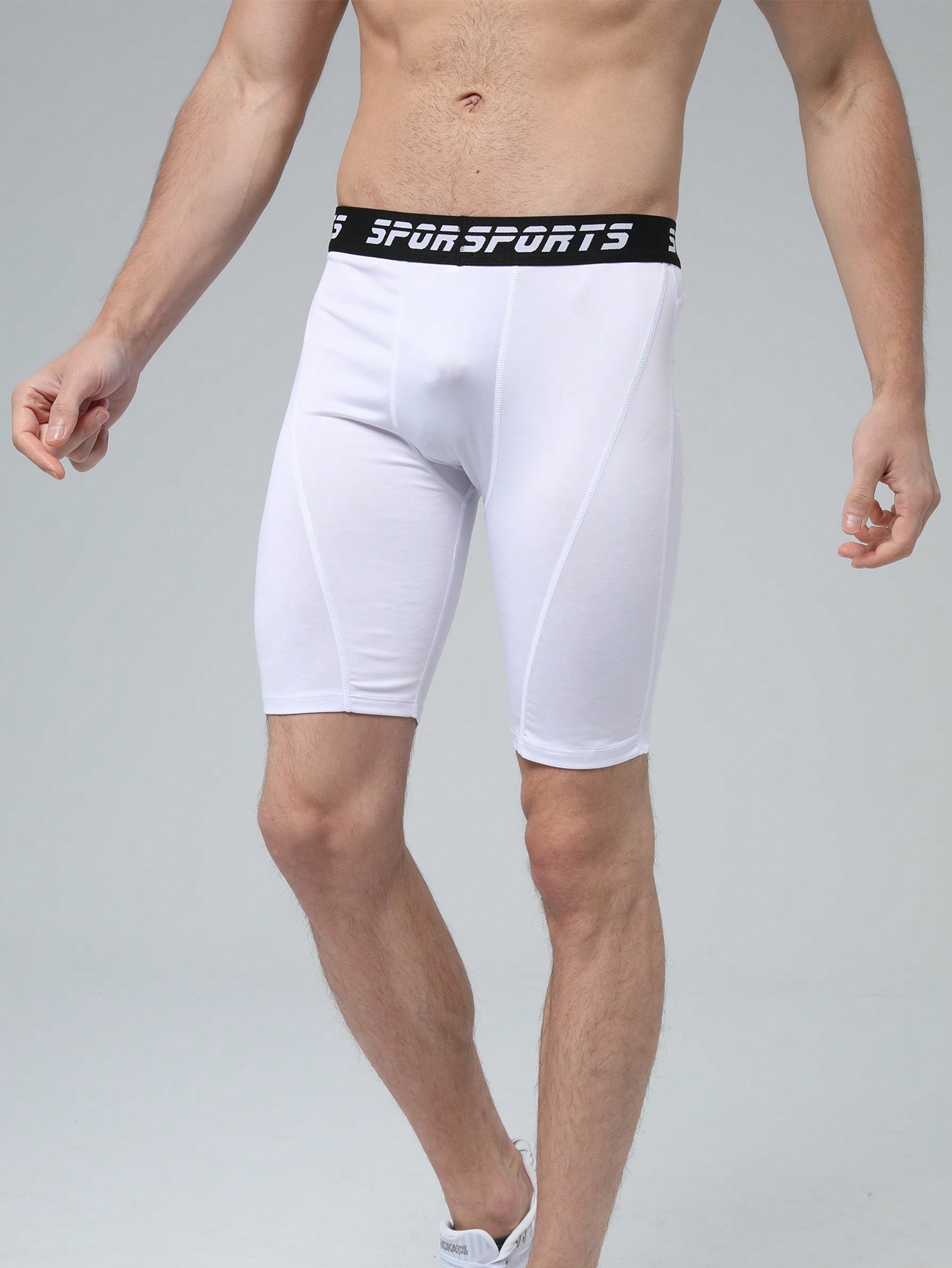 Мужские высокоэффективные компрессионные быстросохнущие спортивные шорты для бега, белый рукава спортивные компрессионные pictet fino rh41 black 30391