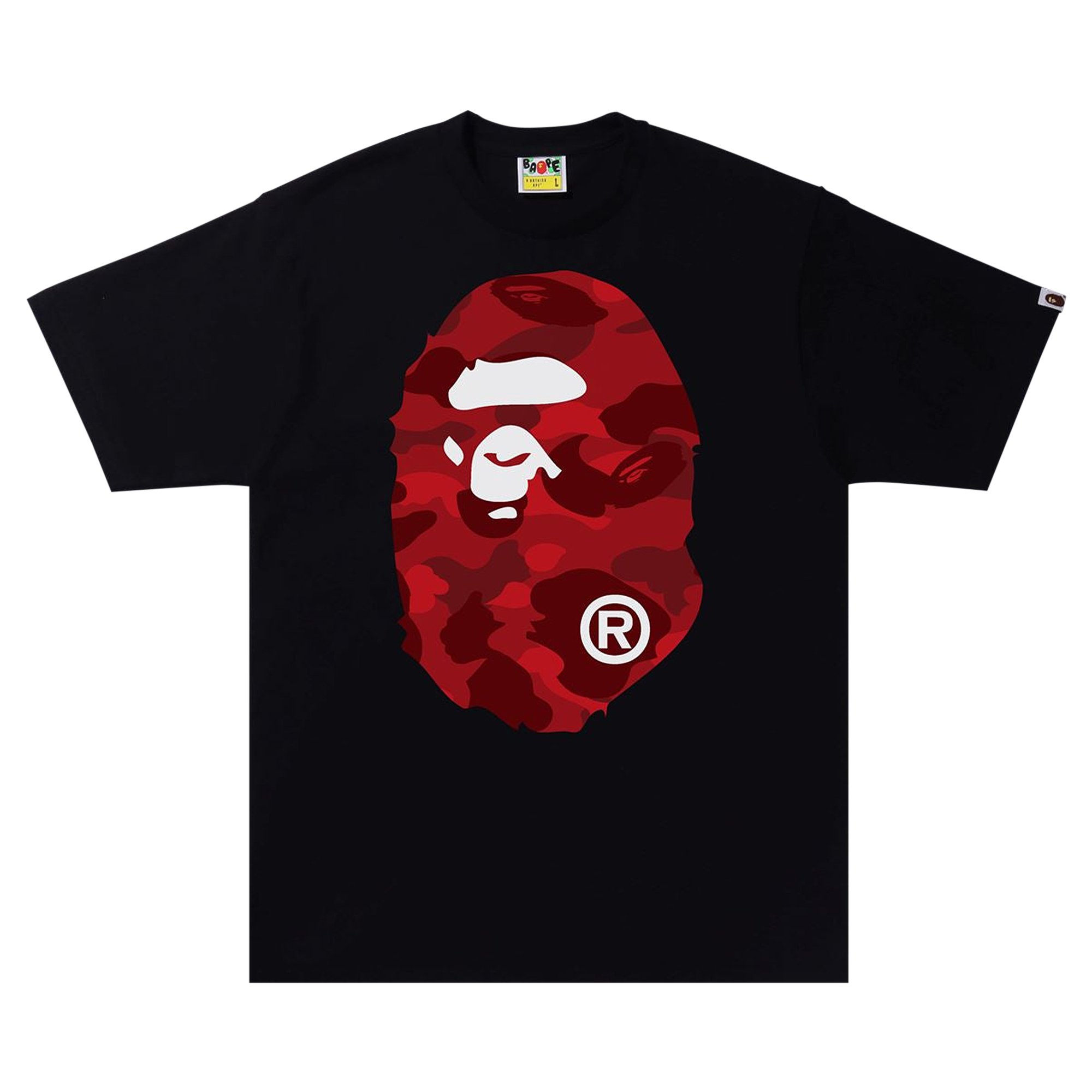 Футболка BAPE Color Camo B Big Ape Head, черный/красный футболка bape color camo big ape head черный красный