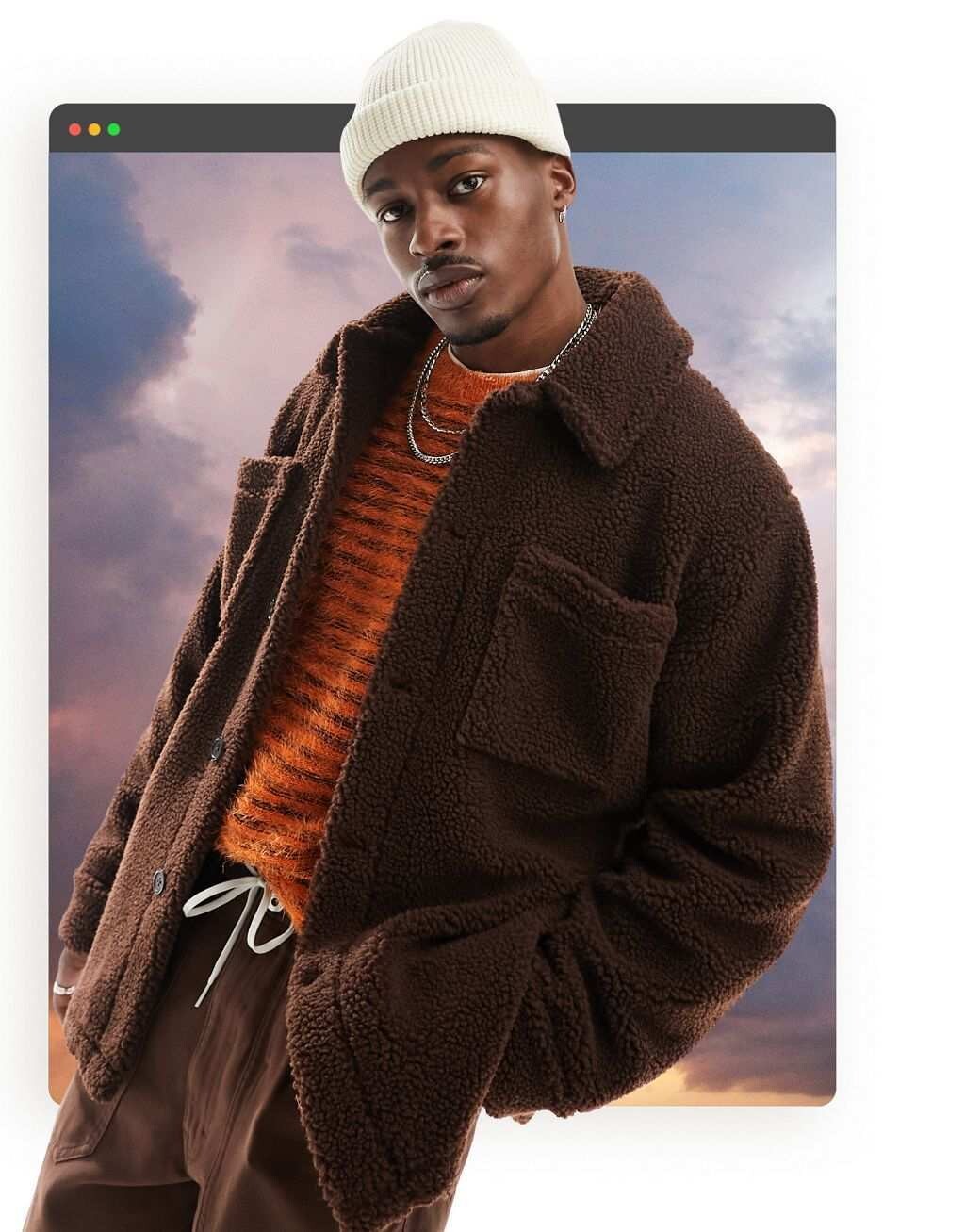 

Коричневая объемная куртка-борг ASOS DESIGN, Коричневый