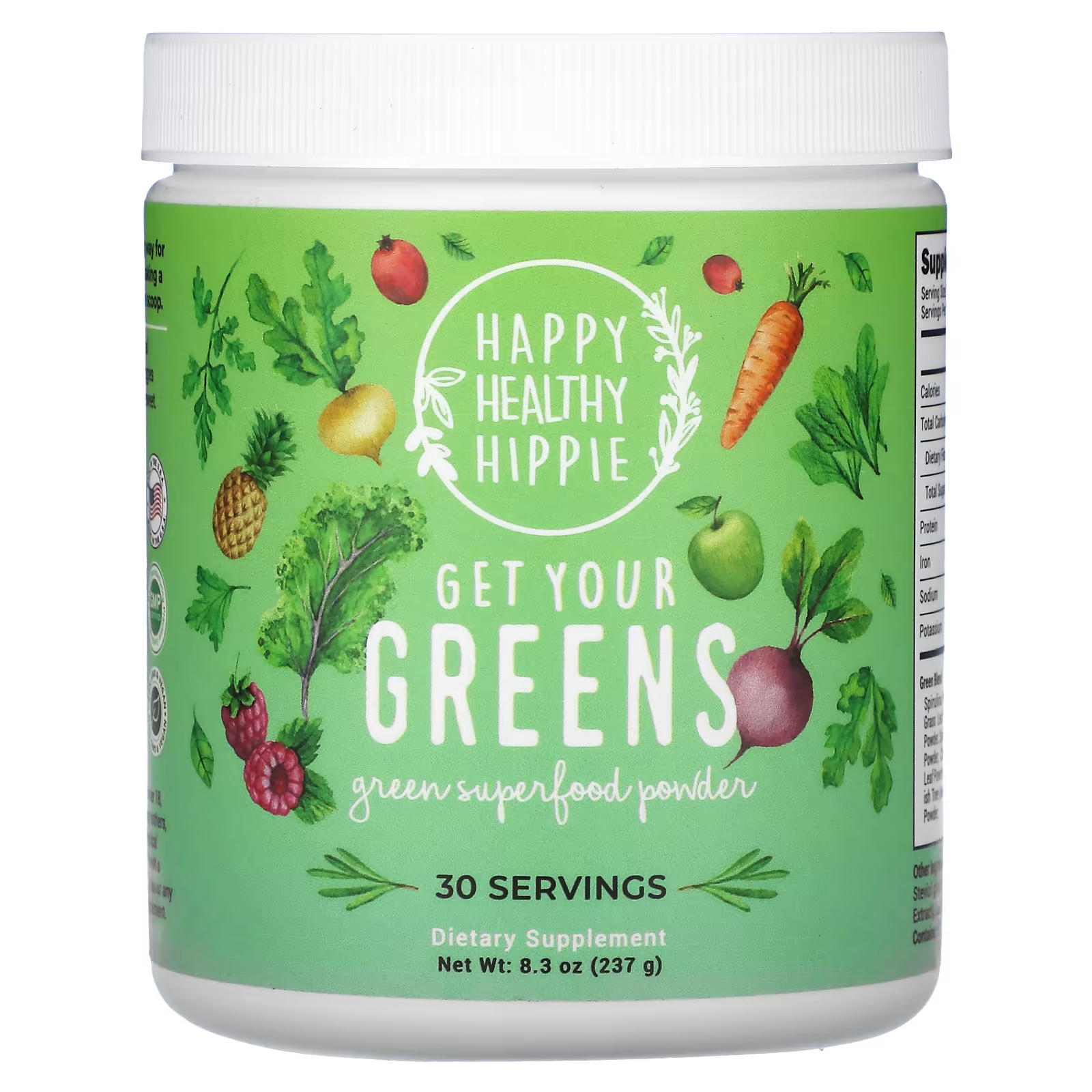 Порошок зеленого суперпродукта Happy Healthy Hippie Get Your Greens