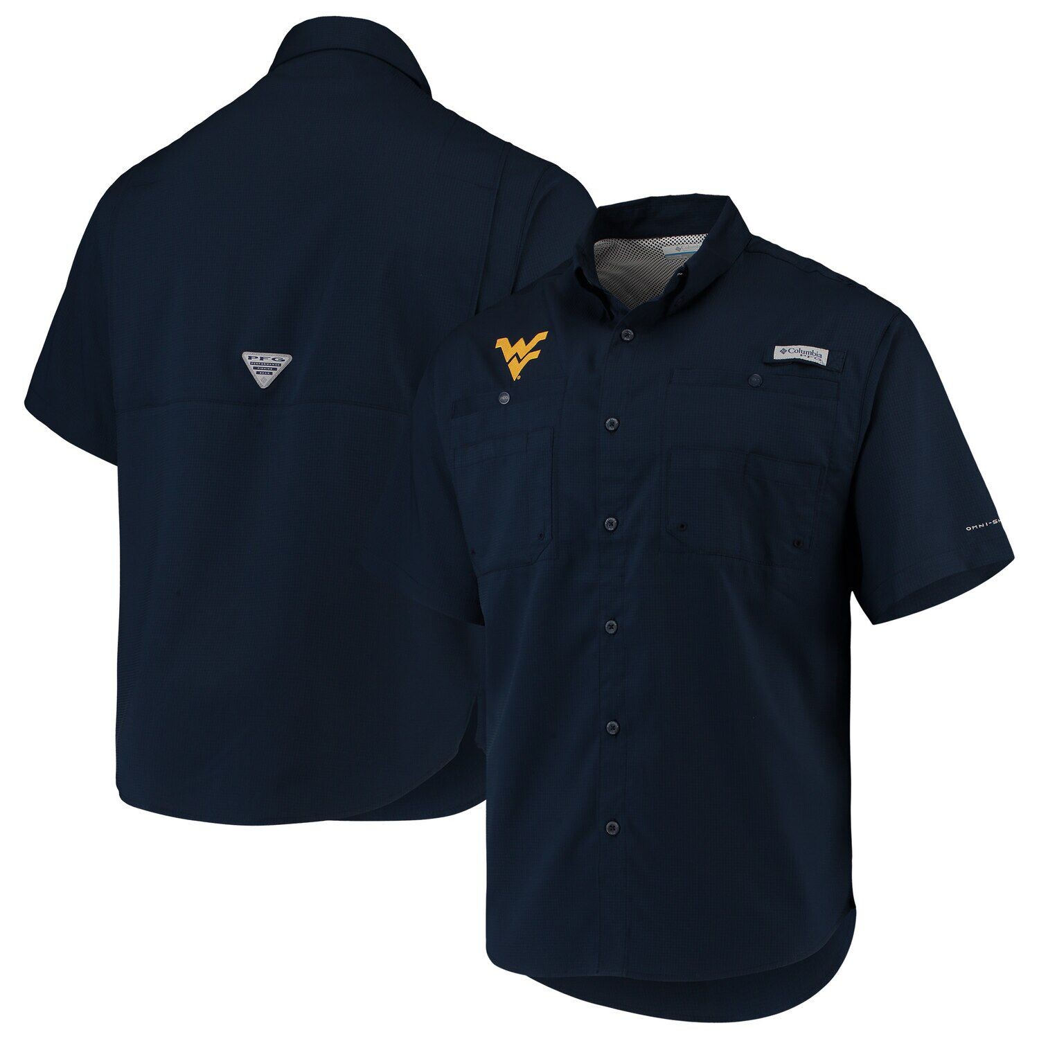 

Мужская рубашка на пуговицах Columbia Navy West Virginia Mountaineers PFG Tamiami Omni-Shade