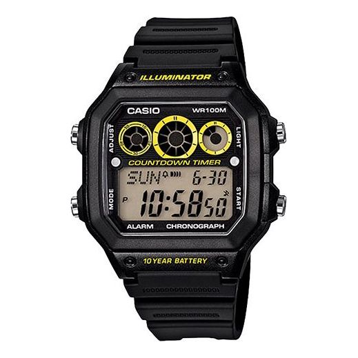 Часы CASIO Waterproof Sports Mens Black Digital, черный