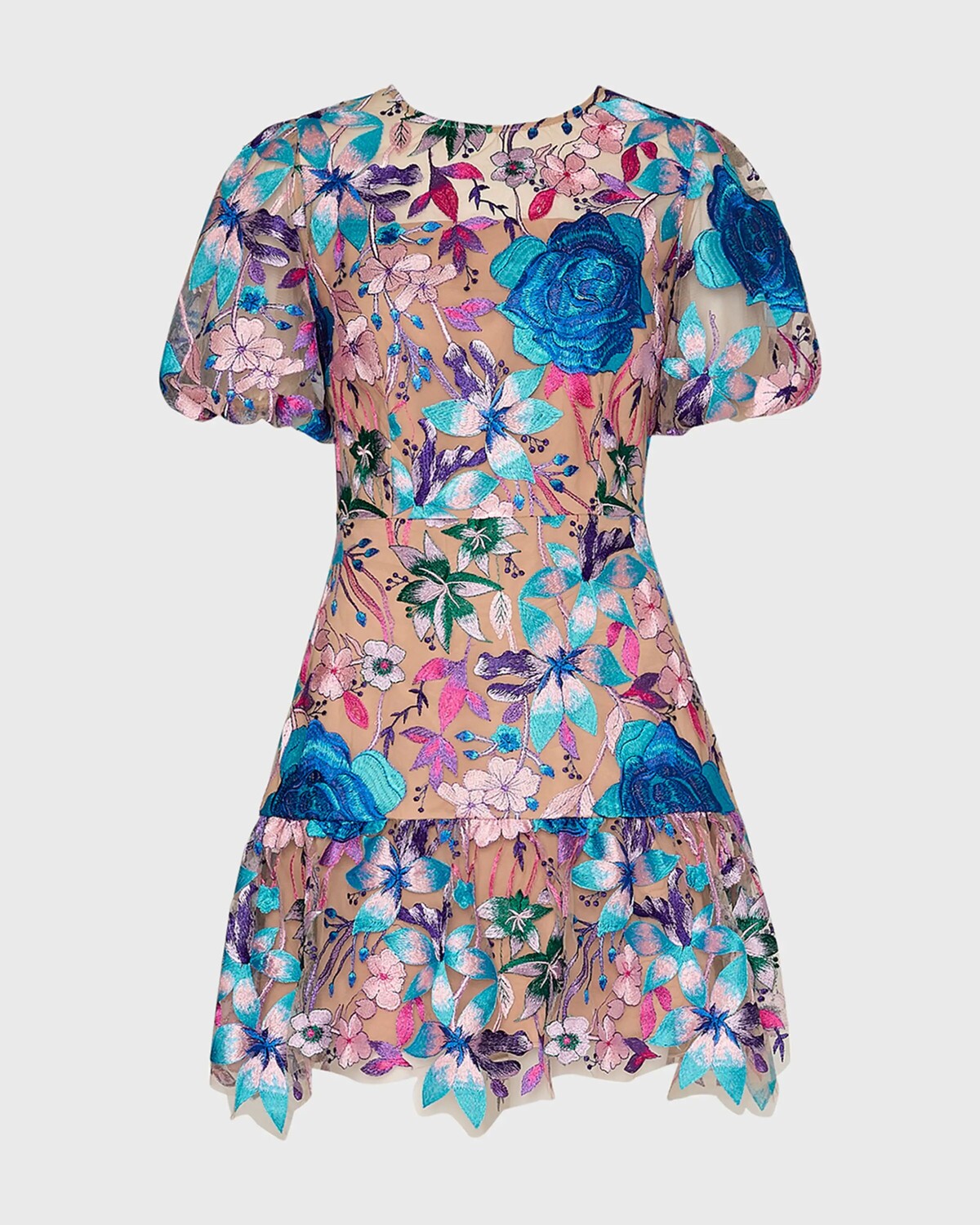 

Мини-платье Yasmin из сетки с цветочной вышивкой Milly, цвет Blue Multi