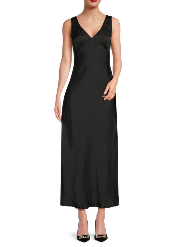 цена Атласное платье-комбинация Drimma макси Rd Style, черный