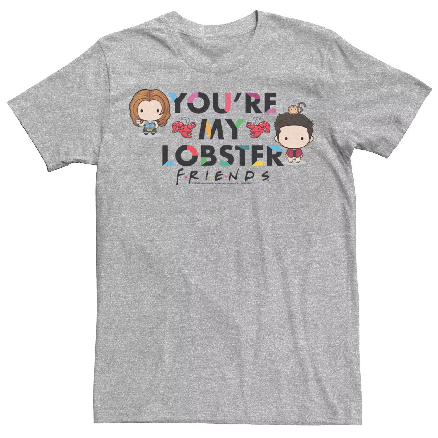 цена Мужская футболка с рисунком «Ты мой лобстер» в стиле чиби Friends You're My Lobster Licensed Character
