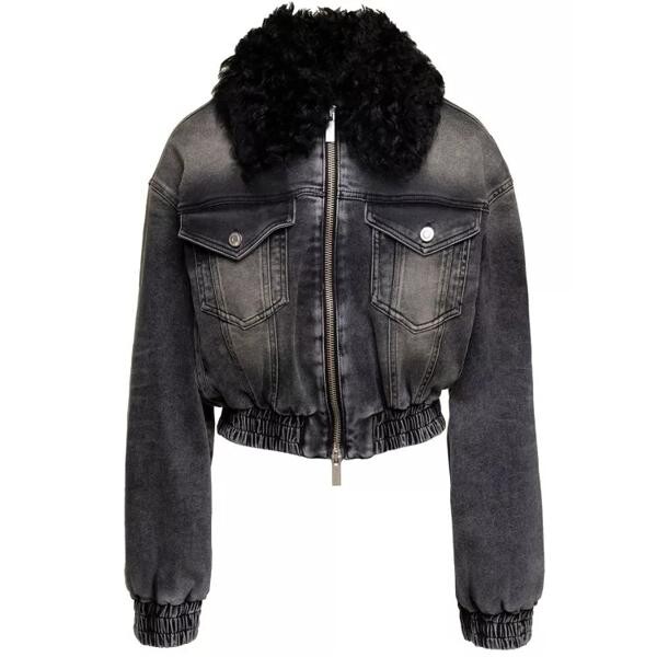 

Джинсы jacket with faux fur collar and logo embroid Blumarine, черный