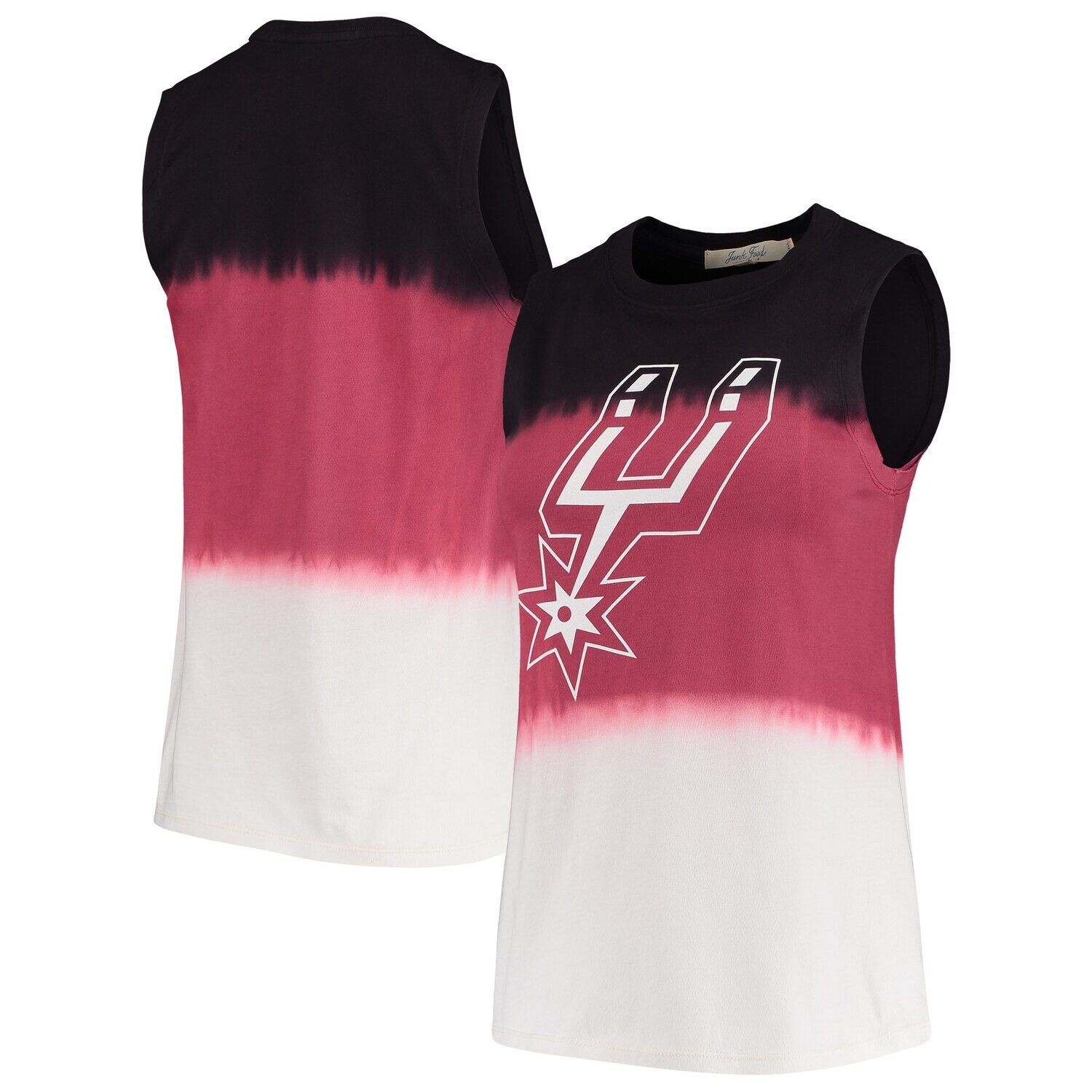

Женская черная майка Junk Food San Antonio Spurs Muscle Dip Dye