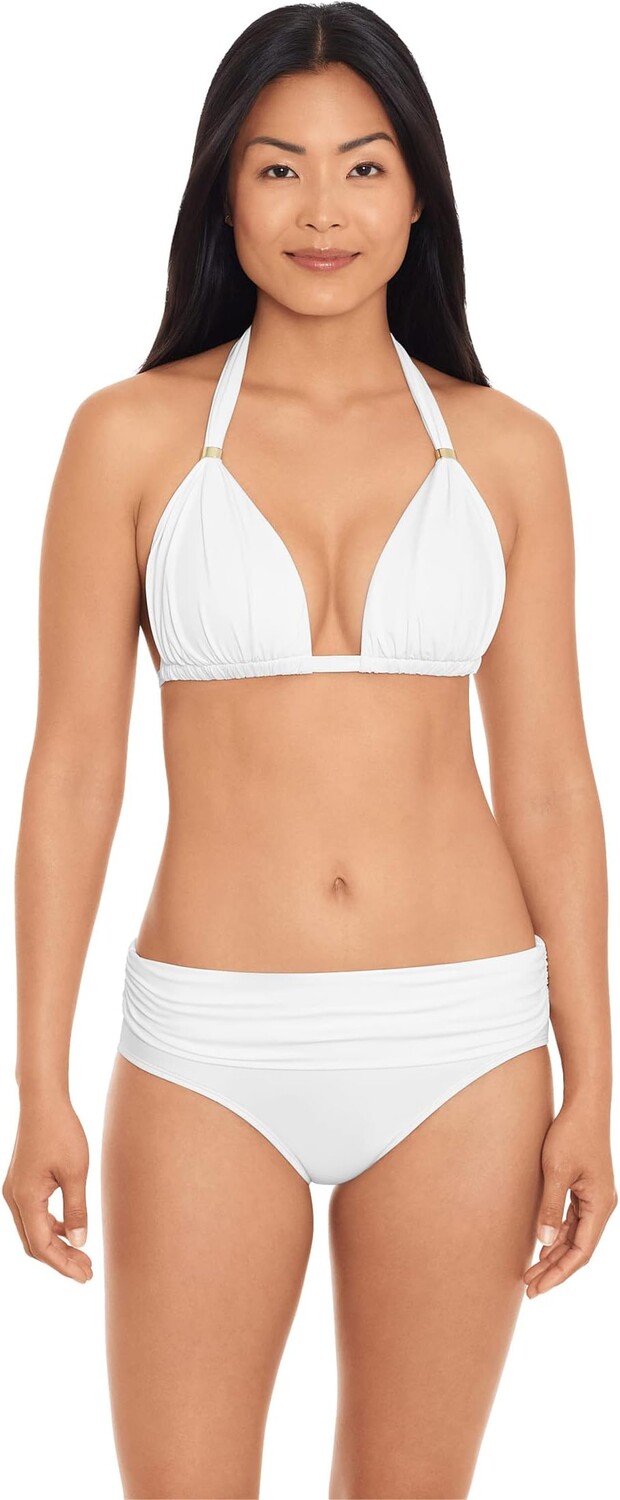 

Топ с лямкой на шее и формованной чашкой Beach Club Solids LAUREN Ralph Lauren, белый