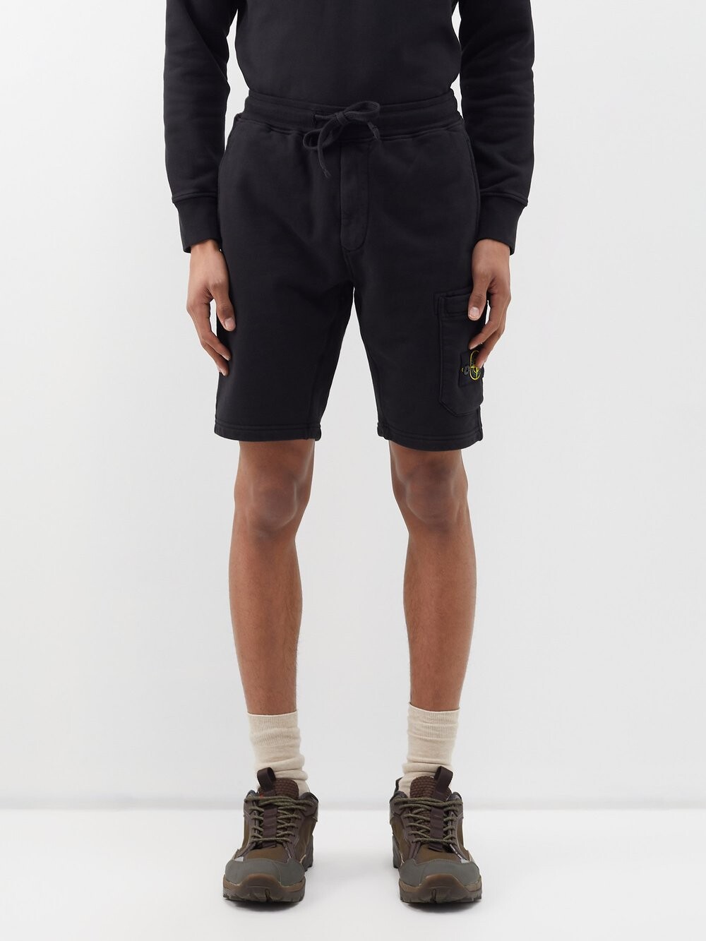 

Шорты из хлопка и флиса с нашивкой-логотипом Stone Island, черный