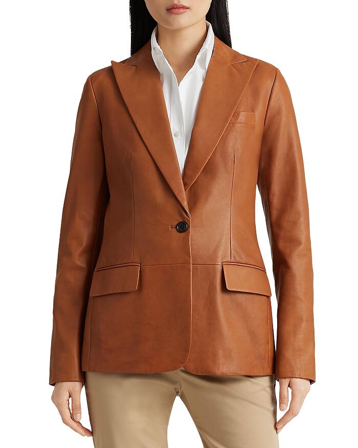 

Кожаный блейзер с острыми лацканами Ralph Lauren