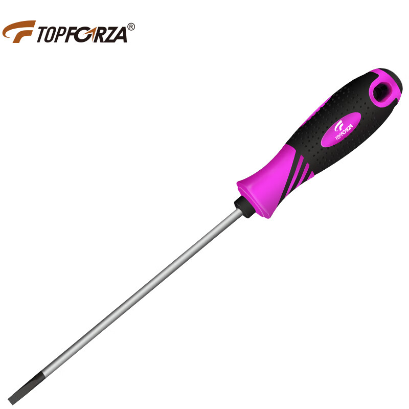 TOPFORZA 2SD-06100S3 Отвертка S2 из легированной стали фиолетового и черного цвета, двухцветная противоскользящая отвертка TPR с сильным магнитом - 3,0x100 мм4 дюйма