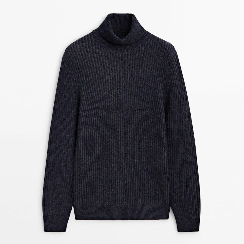 

Свитер Massimo Dutti Wool Blend High Neck, темно-синий