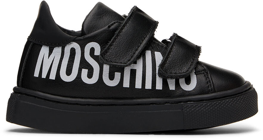 

Детские черные кроссовки на липучках Moschino