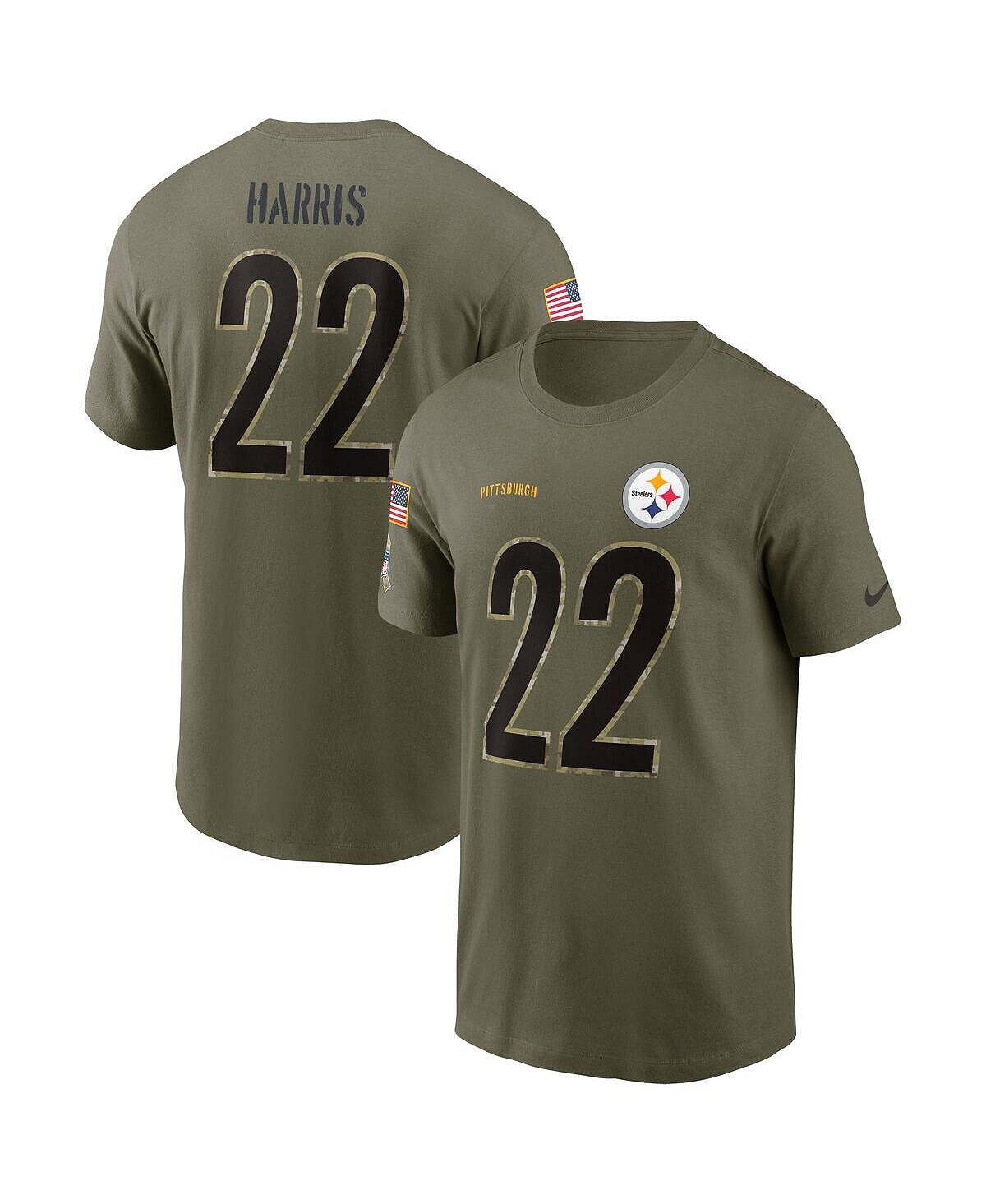 

Мужская футболка najee harris olive pittsburgh steelers 2022 salute to service name and number Nike